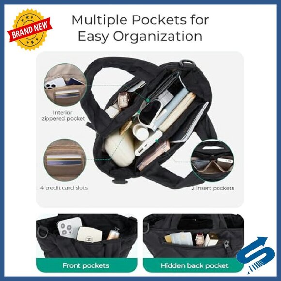 Mini Crossbody Bag with 7+ Pockets, Nylon, Adjustable Strap - Picture 6 of 8